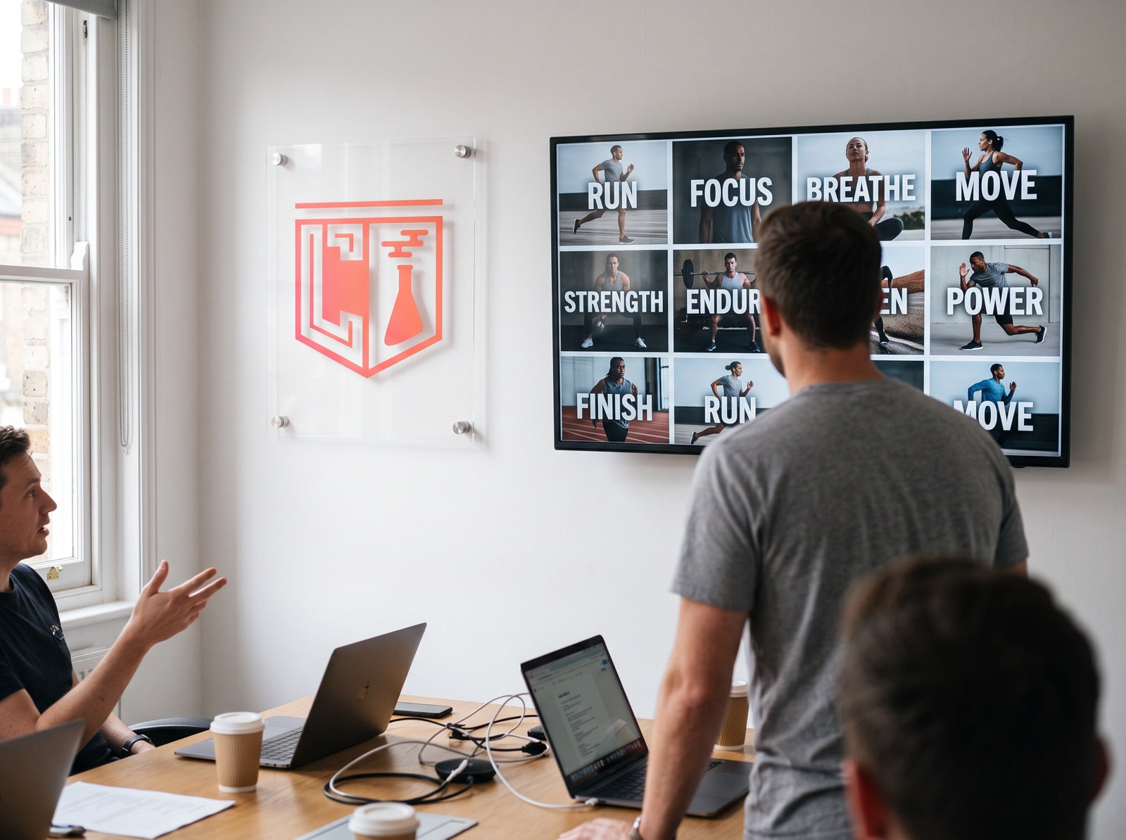Creative director reviewing a wall of ad variants