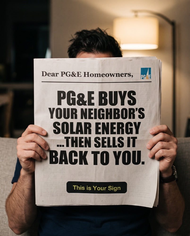 Senga ad: PG&E buys your neighbor's solar energy then sells it back to you